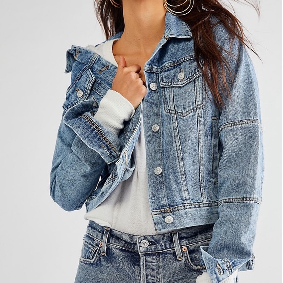 Free People | Rumors Denim Jacket in Light Indigo Blue | Large New with Tag